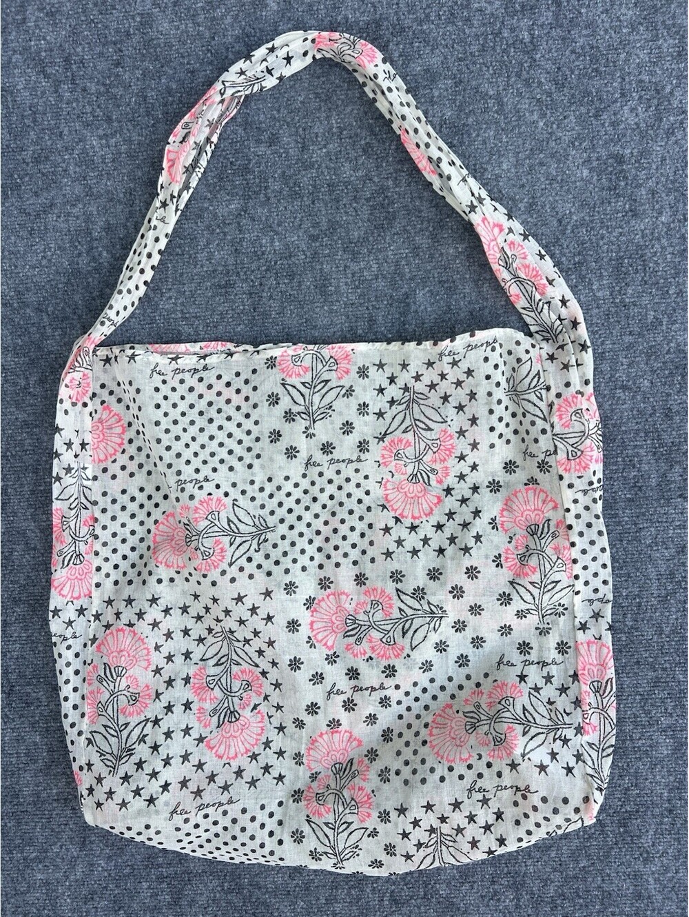 Free People Boho Hippie Lightweight Fabric Useable Shopping Tote Bag L